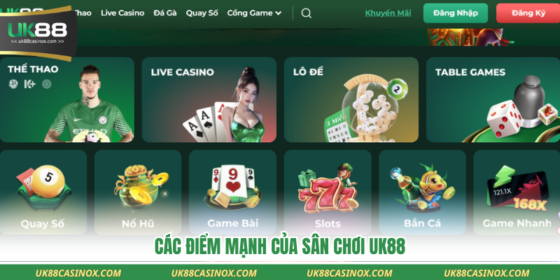 Các điểm mạnh hiếm thấy nhất của sân chơi Uk88