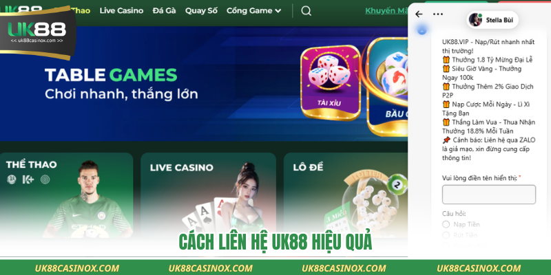 Cách liên hệ UK88 hiệu quả