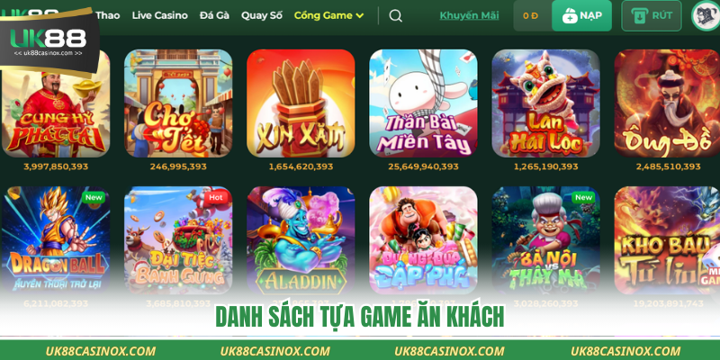 Danh sách tựa game ăn khách