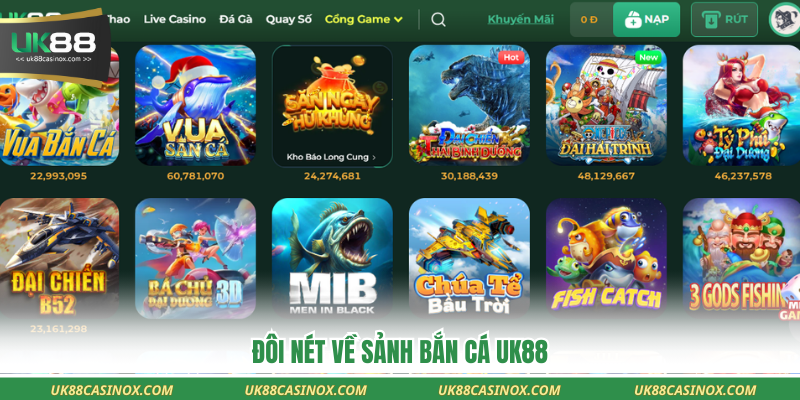 Đôi nét về sảnh bắn cá uk88