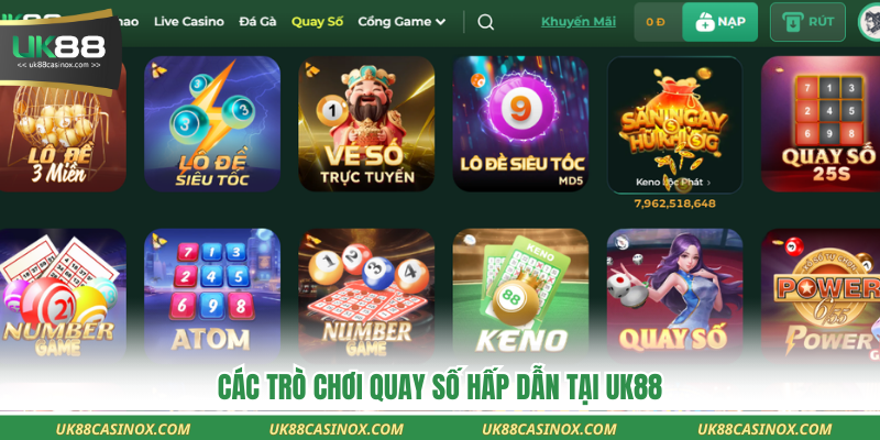 Các trò chơi quay số hấp dẫn tại UK88