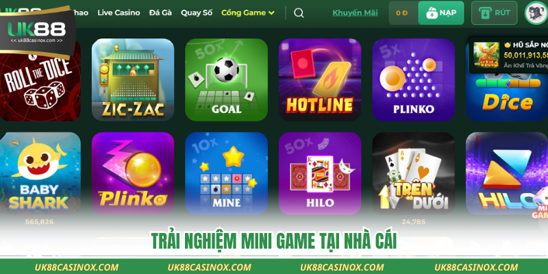 Trải nghiệm mini game tại nhà cái