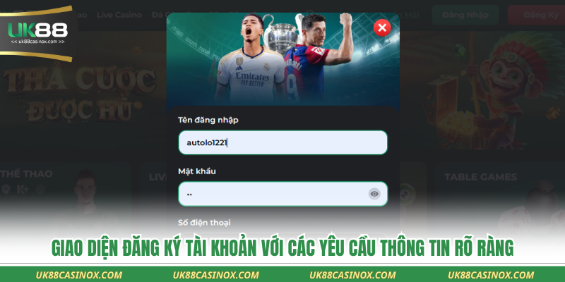 Giao diện đăng ký tài khoản với các yêu cầu thông tin rõ ràng